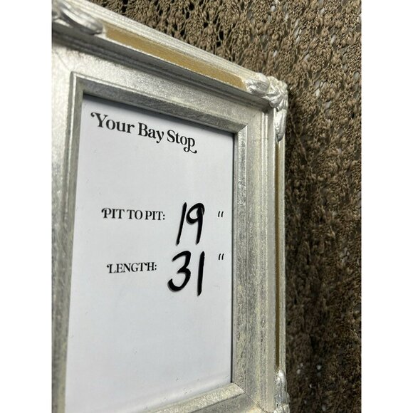 Chicos Sweater Open Crochet Size Large Tan Brown Beach Stretch Cotton Blend Knit - Picture 9 of 9